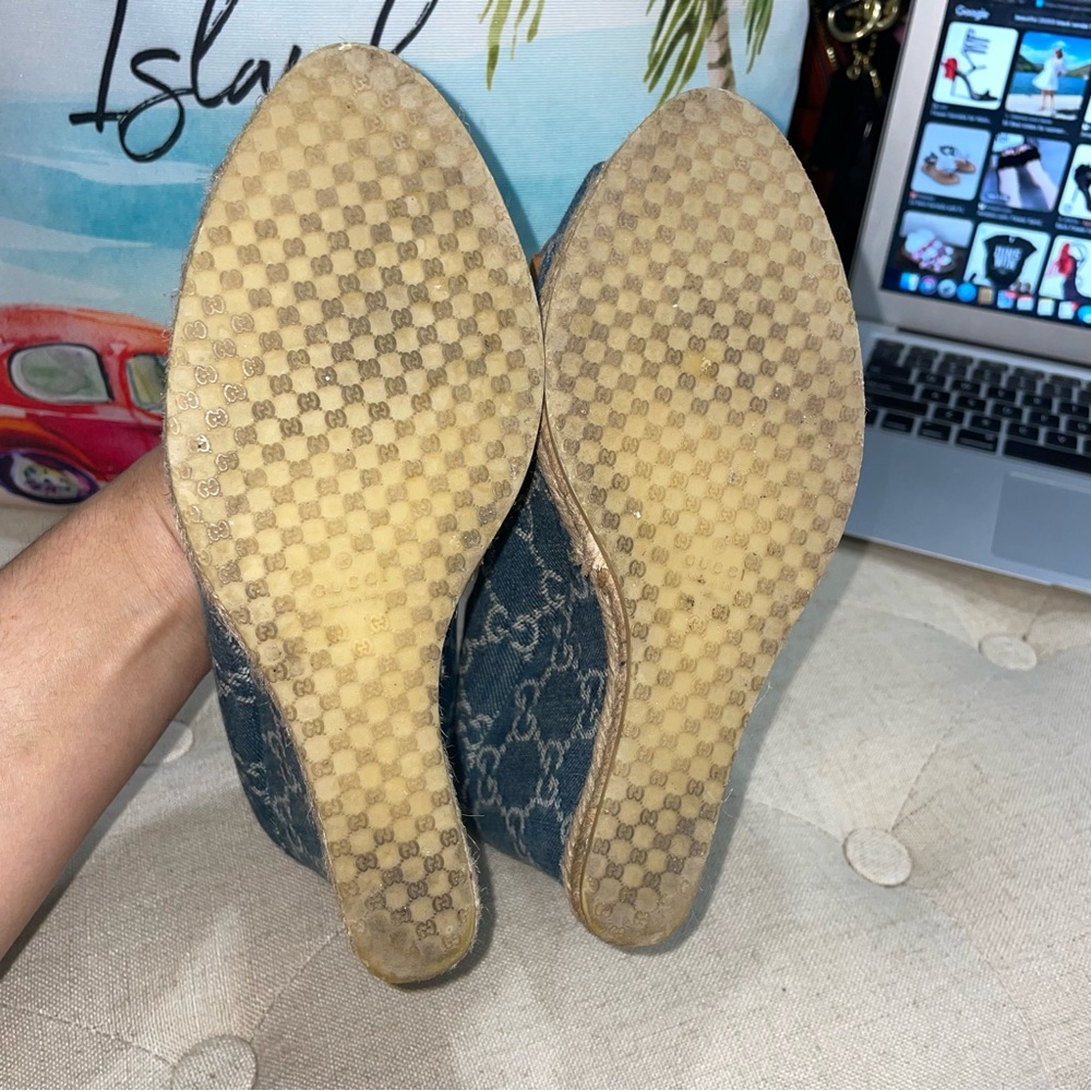 Gucci Blue GG Denim Horsebit Espadrille Wedges Size 38
Excellent Condition - Picture 9 of 11